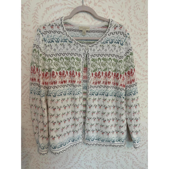 Appleseed's Sweaters - Vintage 90's Appleseed's Petites Colorful Knit Cardigan